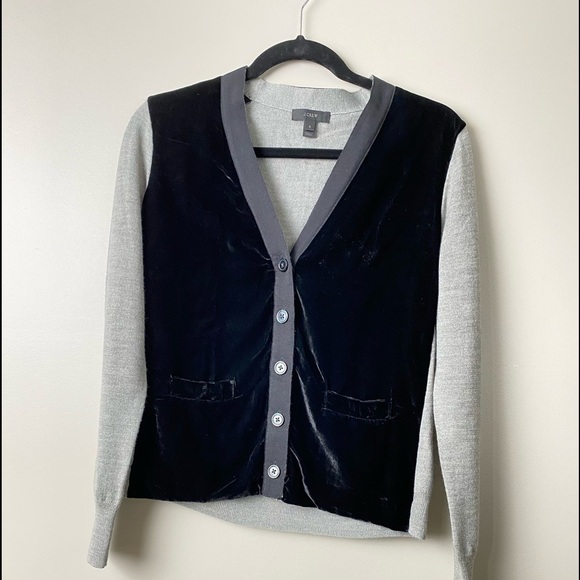 J. Crew Harlow Black Velvet Front Cardigan Size S - like NEW🎉🎉 - Picture 1 of 5